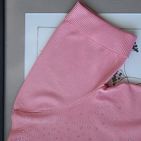 Pink Turtleneck Sweater with Silver Bead Embellishments | Size XL | NWT - Picture 4 of 9